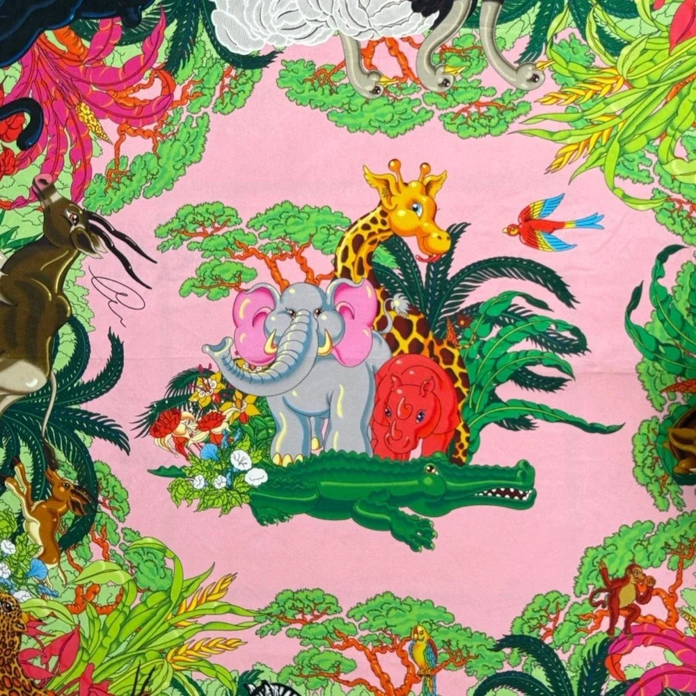 Gucci Silk Square Scarf Inji Seo Jungle Floral Animals 90x90 Project Italy
